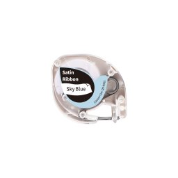 Panglica satin printabila AIMO compatibila DYMO LetraTag, 12 mm, negru pe albastru, pentru personalizare si proiecte creative, Q5-R531