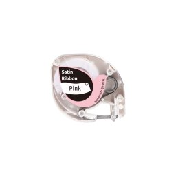 Panglica satin imprimabila AIMO Q5-RE31, 12 mm, negru pe roz, pentru cadouri si proiecte creative, compatibila doar cu AIMO P12 PRO