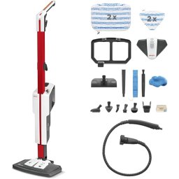 Mop cu Abur Polti Vaporetto SV650_Style 2 in 1, 1500 W, Abur Reglabil, Maner Pluta, 19 Accesorii, Autonomie Nelimitata, Alb Rosu