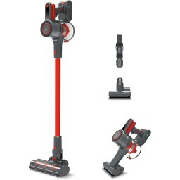 Aspirator Vertical fara Fir Polti Forzaspira D-Power SR550, Multiciclonic, Reincarcabil, Motor Digital, 3 Programe, Autonomie Lucru 40 min, 0.6 l, Rosu Gri