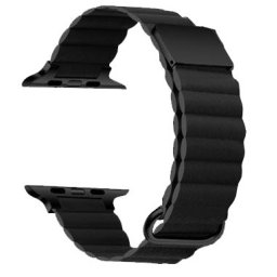 Curea Magnetica cu nervuri si catarama pentru Apple Watch Neagra 42 44 45mm