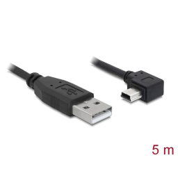 Delock Cable USB 2.0-A male > USB mini-B 5pin male angled 5m