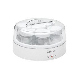 Aparat de preparat iaurt Clatronic JM3344, 1,1 litri, pahare din sticla, Capac Transparent, Alb