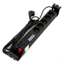 Prelungitor rackabil 19" 2U cu 5 x Schuko 5m Negru Acar 504, ppacar5rack