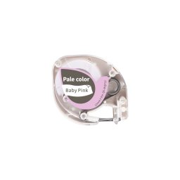 Etichete pastel AIMO Q5-MQP37 compatibile DYMO LetraTag, 12 mm, gri pe roz pastel, pentru organizare creativa si personalizare, compatibile AIMO P12 si imprimante DYMO LetraTag