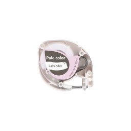 Etichete pastel AIMO Q5-MQV37 compatibile DYMO LetraTag, 12 mm, gri pe violet lavanda, pentru hobby si personalizare, compatibile AIMO P12 si imprimante DYMO LetraTag