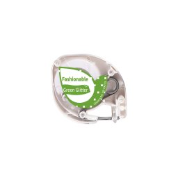 Etichete cu sclipici AIMO compatibile DYMO LetraTag, 12 mm, alb pe verde, pentru clasificare si organizare vizuala, Q5-PR735