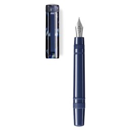 Stilou Perfecta Tibaldi din rasina Stonewash blue cu finisaj din otel inoxidabil