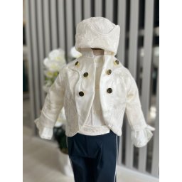 Costum Print pentru Botez - Alb si Bleumarin