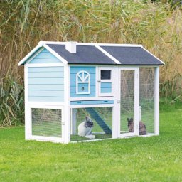 (-25%) Cusca De Exterior Pentru Rozatoare, Lemn, 156x110x 80 cm, Albastru Alb, 62328