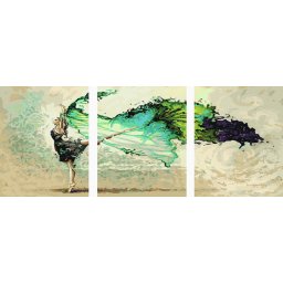 Set 3 picturi pe numere, cu sasiu, Dansul apei, 50 x 120 cm