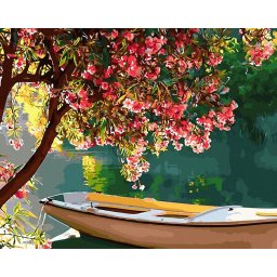 Set pictura pe numere, cu sasiu, Peisaj de primavara, 40x50 cm