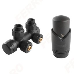 Set Robinet Dublu Integrat, Termostatic, Antracit