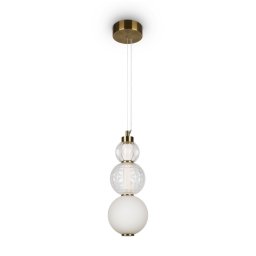 Pendul globuri Collar, 16W LED, D:14,7 cm, metal auriu, sticla albă si transparentă