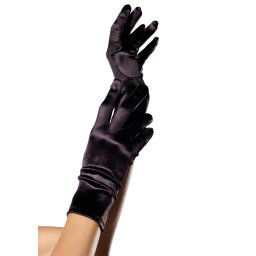 Leg Avenue Wrist Length Satin Gloves 2B Black