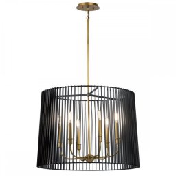 Lustra Linara QN-LINARA-6P-BK, 6X60W E14, H:min 63,6 cm - max 155 cm, D:66 cm, metal alama, negru mat