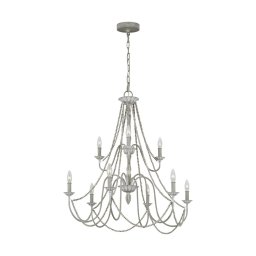 Candelabru traditional din metal gri Maryville, 9x60W, E14, H:934-3110mm, FE-MARYVILLE9