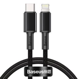 Cablu alimentare si date High Density Braided, Fast Charging Data Cable pt. smartphone, USB Type-C la Lightning Iphone PD 20W, braided, 2m, negru