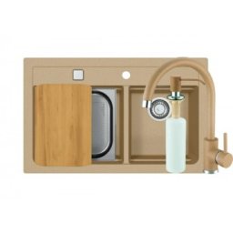 Set Chiuveta bucatarie Alveus Atrox 50 si baterie Jana BEIGE MELANGE ( accesorii incluse )