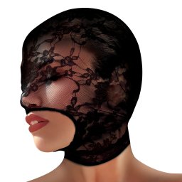 Master Series Lace Seduction Lace Bondage Hood Black