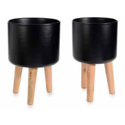 Set 2 ghivece flori negru natur 28x42.5 cm, 24.5x41.5 cm