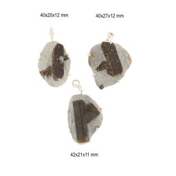 Pandantiv Staurolit - Piatra Crucii Naturala cu Argint 24-35 x 18-24 x 10-16 mm - 1 Buc