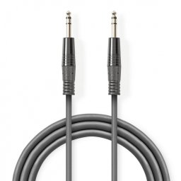 Cablu audio jack stereo 6.35mm T-T 3m Gri, Nedis COTH23020GY30