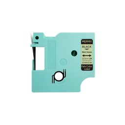 Etichete din plastic compatibile DYMO LabelManager 12 mm negru pe verde pastel pentru hobby, organizarea cutiilor si proiecte creative, compatibile si cu imprimanta AIMO D1600 MQ3DG1