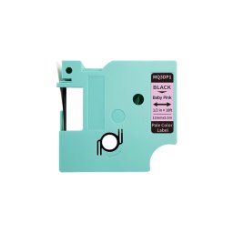 Etichete din plastic compatibile DYMO LabelManager 12 mm negru pe roz pastel pentru hobby, camera copiilor si lucru manual, compatibile si cu imprimanta AIMO D1600 MQ3DP1