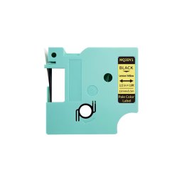Etichete din plastic compatibile DYMO LabelManager 12 mm negru pe galben pastel pentru hobby, organizare creativa si identificare vizuala, compatibile si cu imprimanta AIMO D1600 MQ3DY1