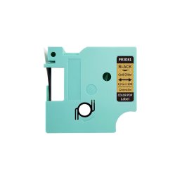 Etichete cu sclipici compatibile DYMO LabelManager, 12 mm, auriu pe alb, pentru cadouri si personalizare premium, PR3D81