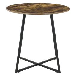 Masa de Bucatarie Rotunda 78x80cm cu Efect de Lemn Nuanta Inchisa, Cadru Metal, Blat MDF