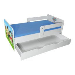 Pat copii Paw Patrol P2 2-8 ani cu sertar si 2 protectii laterale detasabile