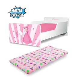 Pat copii Princess 2-8 ani cu saltea inclusa