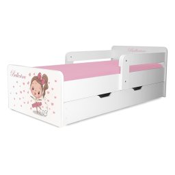 Pat copii Balerina P2 2-8 ani cu sertar si 2 protectii laterale detasabile