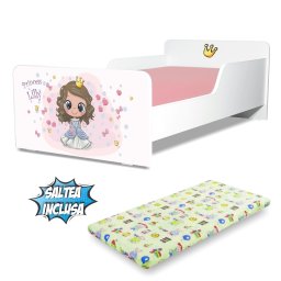 Pat copii Printesa Lilly 2-12 ani cu saltea inclusa