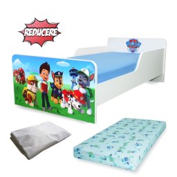 Pat Start Paw Patrol 2-8 ani + saltea 140x70x12 cm + husa impermeabila
