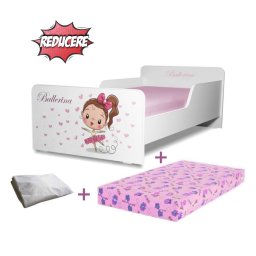 Pat Start Balerina 2-12 ani + saltea 160x78x12 cm + husa impermeabila