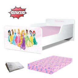 Pat copii printese 2-12 ani + saltea 160x80x12 cm + husa impermeabila
