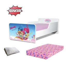 Pat copii Shimmer & shine 2-12 ani + saltea 160x80x12 cm + husa impermeabila