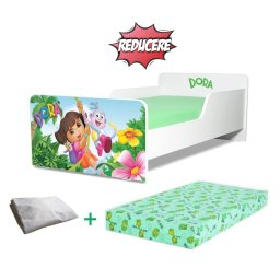 Pat Start Dora 2-12 ani + saltea 160x80x12 cm + husa impermeabila