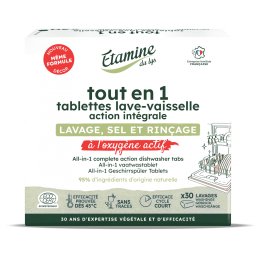 Tablete BIO all-in-1(spalare, sare, clatire) pentru masina de spalat vase, fara parfum Etamine