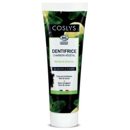 Pasta de dinti BIO albire si purificare, cu carbune vegetal, menta si lamaie Coslys