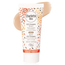 CC cream BIO 6 in 1 Gold(piele uscata si sensibila), cu acid hialuronic si baobab Charlotte Bio