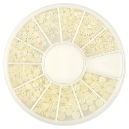 Ornamente Unghii Jumatati de Perle Marimi Diferite Culoare Alb Unt