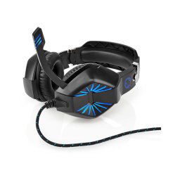 Nedis GHST250BK - Căști gaming LED cu microfon, negru/albastru