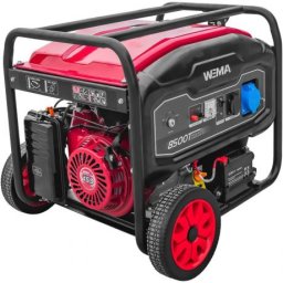 WM 8500 E generator de curent monofazat , putere max 8 kVA, pornire electrica , benzina, rezervor 30 L, manere si roti transport