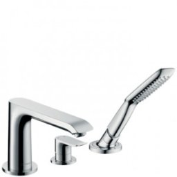 Baterie cada Hansgrohe 3 piese cu dus retractabil gama Metris, crom