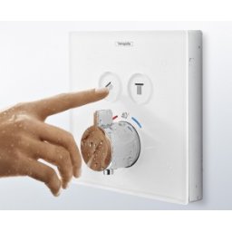 Baterie cu termostat incastrata Hansgrohe gama ShowerSelect, 2 functii, sticla alb-crom