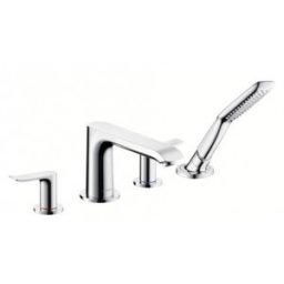 Baterie cada Hansgrohe 4 piese cu dus retractabil gama Metris, crom